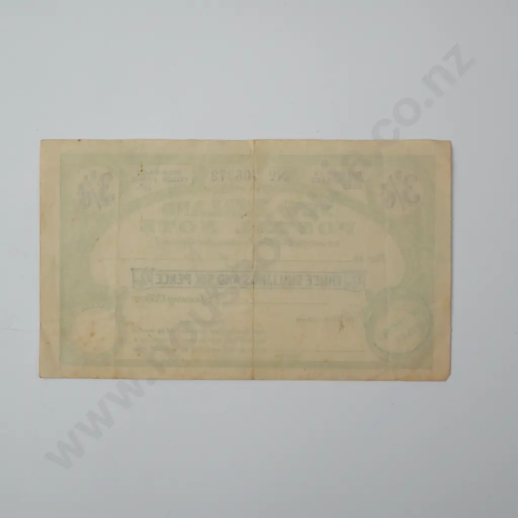 1962 New Zealand Postal Note - Three Shillings & Six Pence Image 1++