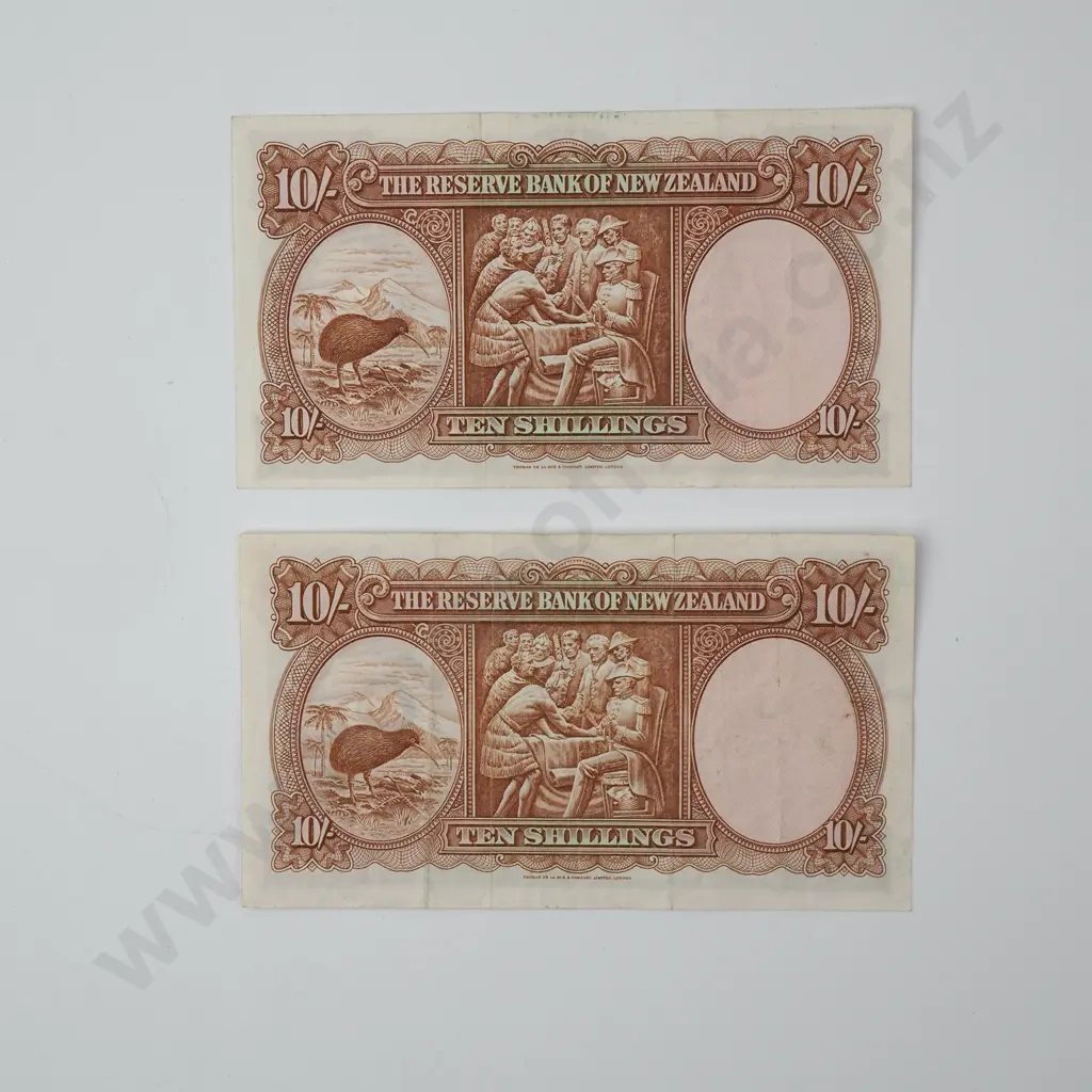Two Fleming Ten Shilling Banknotes Image 1++