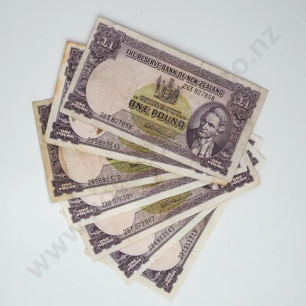 Seven One Pound Fleming Banknotes Image 1++