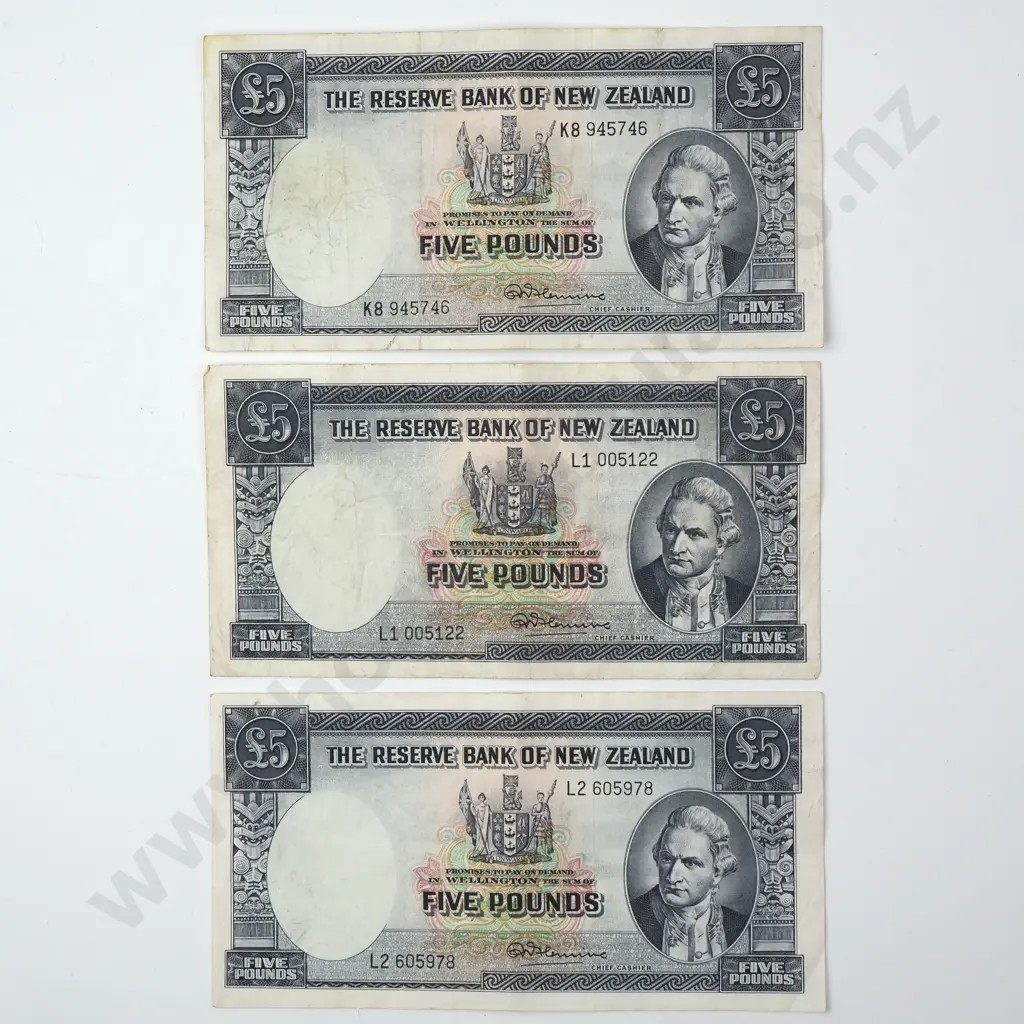 Three Five Pound Fleming Banknotes Image 1++