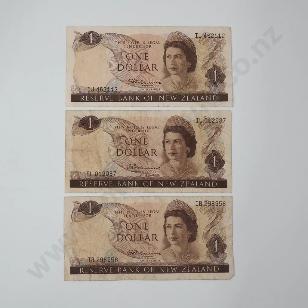 Three Fleming One Dollar Banknotes Image 1++