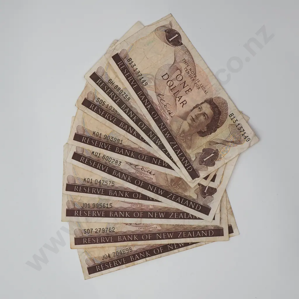 Nine Wilks One Dollar Banknotes - Circulated Condition Image 1++