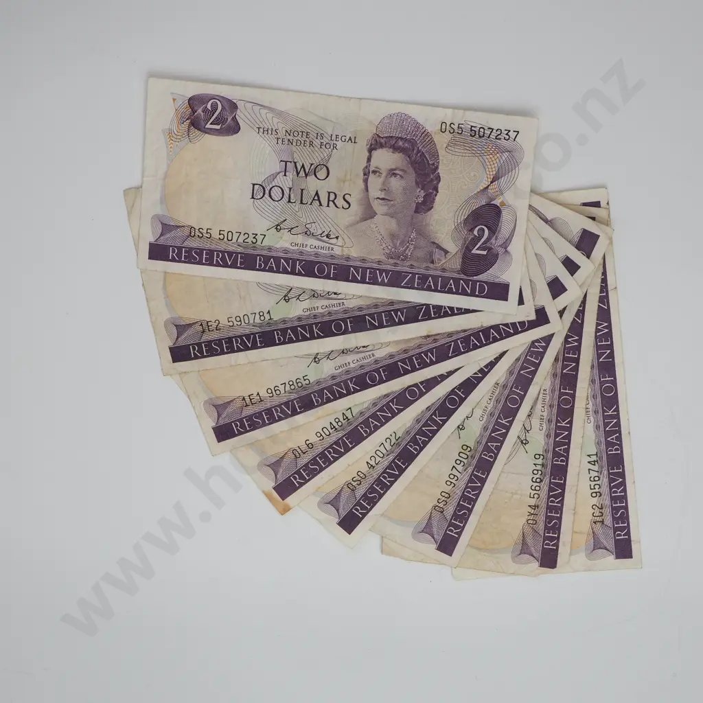 Eight Wilks Two Dollar Banknotes Image 1++