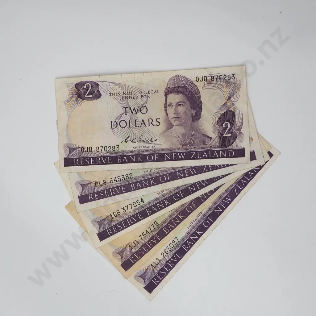 Five Wilks Two Dollar Banknotes Image 1++