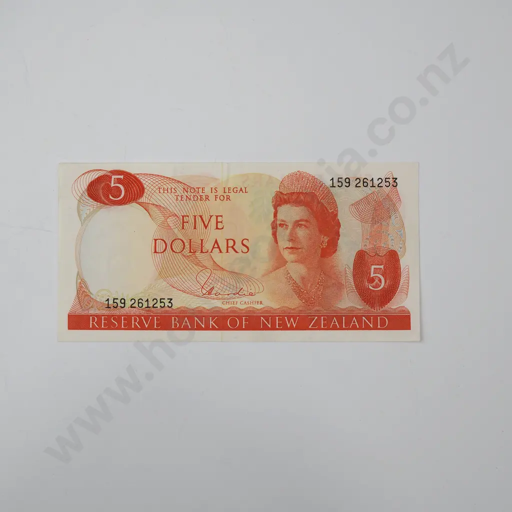 Five Dollar Hardie Type I Banknote - AUNC w Light marking on reverse Image 1++
