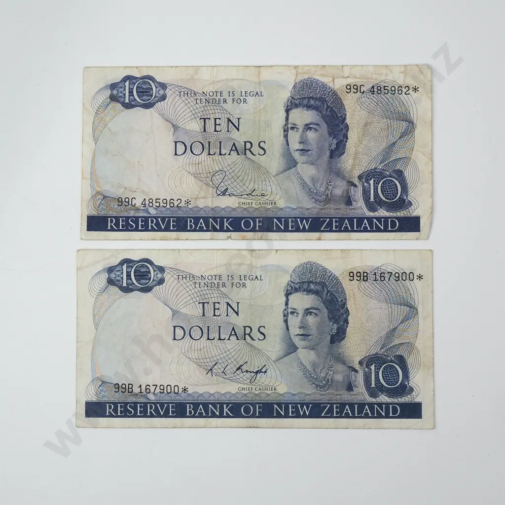 Two Hardie Type I Ten Dollar Star Banknote - Prefix 99C & 99B Image 1++
