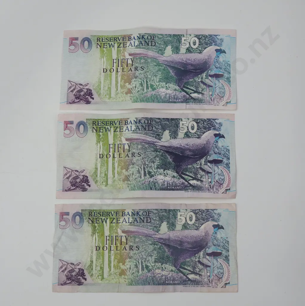 Three AE Prefix Brash Fifty Dollar Banknotes Image 1++