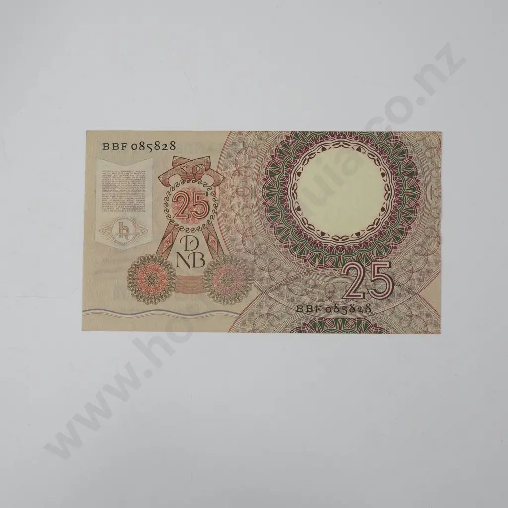 Netherlands 10 April 1955 25 Gulden Banknote - Several Vertical Folds otherwise Crisp - EF Image 1++