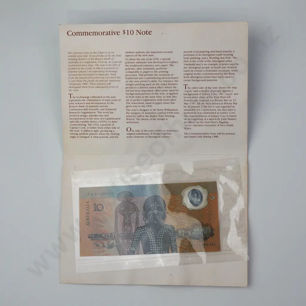 Australia Ten Dollar Banknote Commemorative Set - Damaged Image 1++