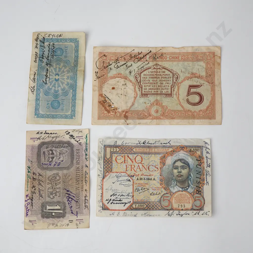 Interesting Lot of War Time Written on Banknotes Image 1++