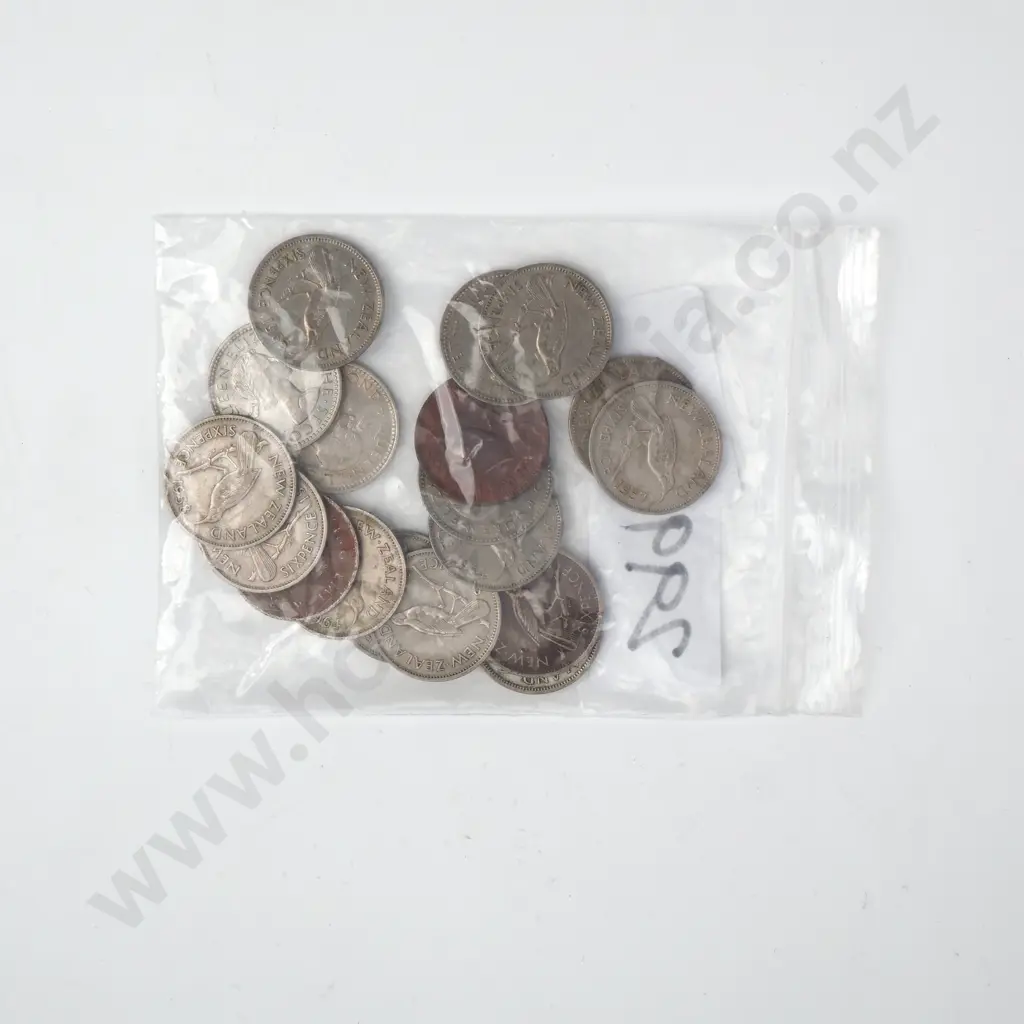 NZ Sixpences Coin x 18 Image 1++