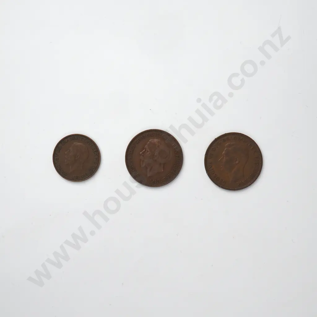 2 x British Pennies & Half Penny Image 1++