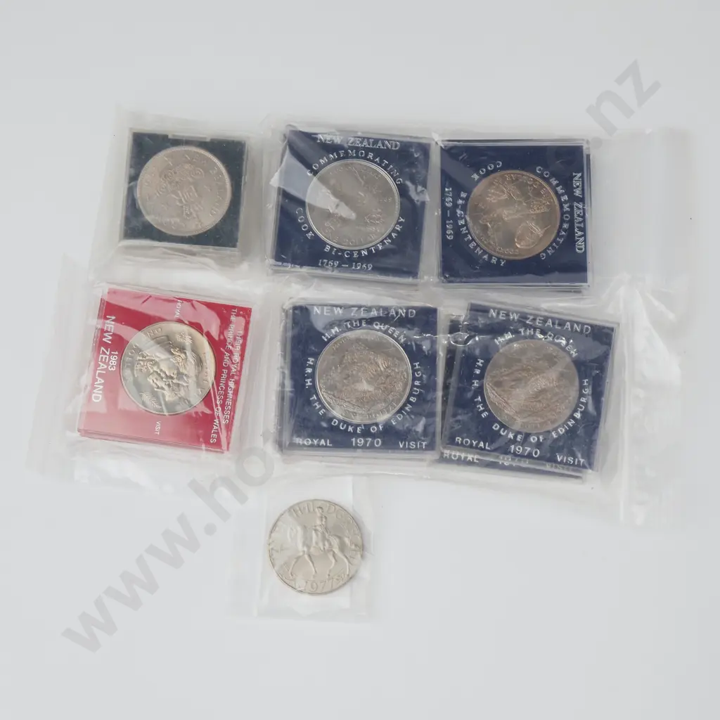 Assorted Lot of 14 UNC Coins Mainly NZ Dollars & Three 1953 Crowns Image 1++