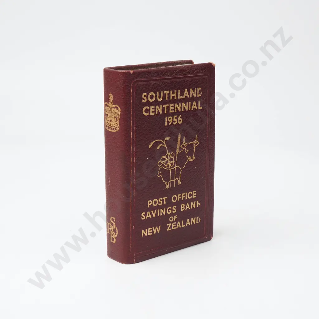 Vintage Southland Centennial 1956  Post Office Savings Bank Money Box, with Gilt Lettering, A Sheep & a Cow Image 1++