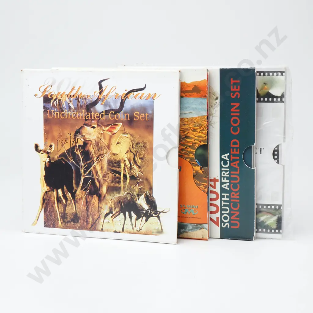 4 x South Africa unc coin sets – 2001, 2002 ( 9 coins each ), 2004, 2006 ( 7 coins each ) Image 1++