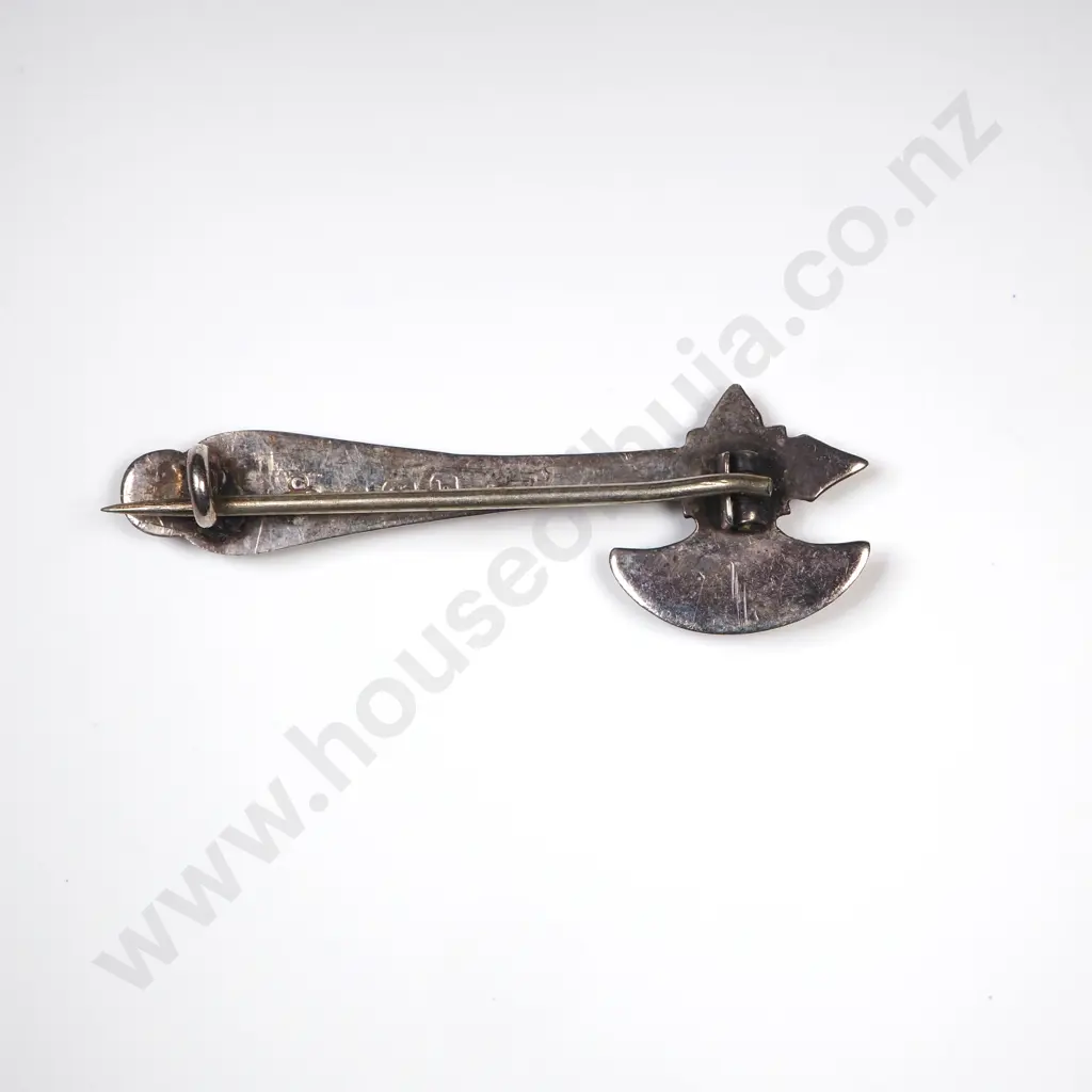 Adorable Antique Scottish Sterling Silver & Agate Brooch in the Shape of an Axe Image 1++