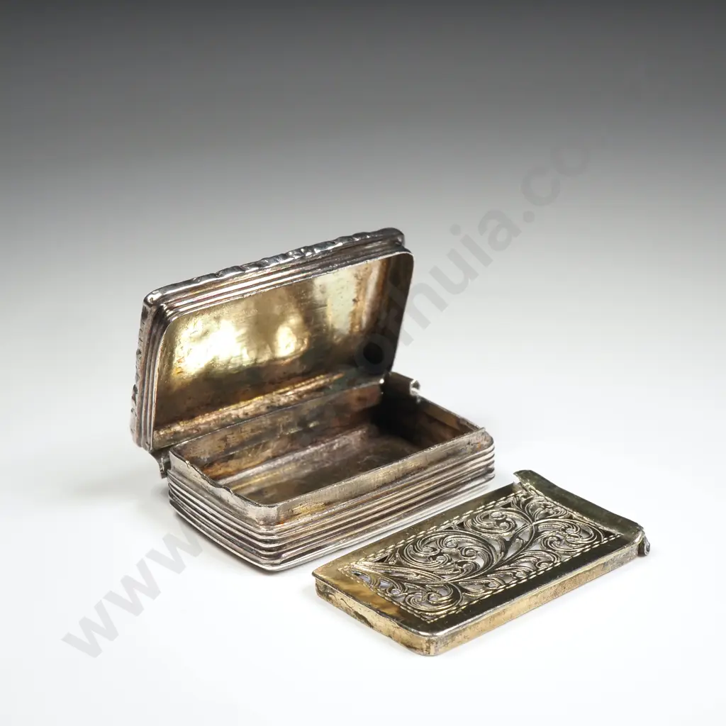 Sterling Silver Vinaigrette w Allover Engraving, Marks Indecipherable  (Birm ), Hinges Damaged Image 1++
