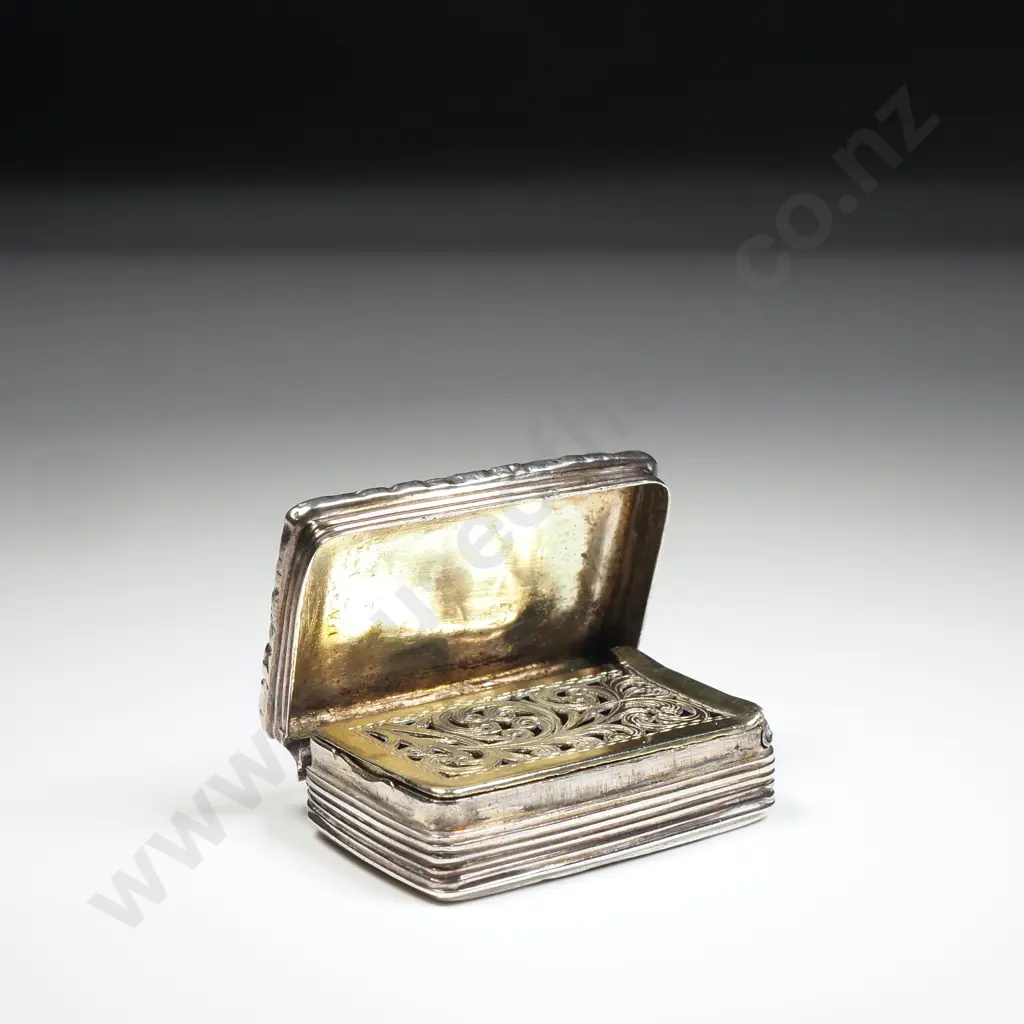 Sterling Silver Vinaigrette w Allover Engraving, Marks Indecipherable  (Birm ), Hinges Damaged Image 1++