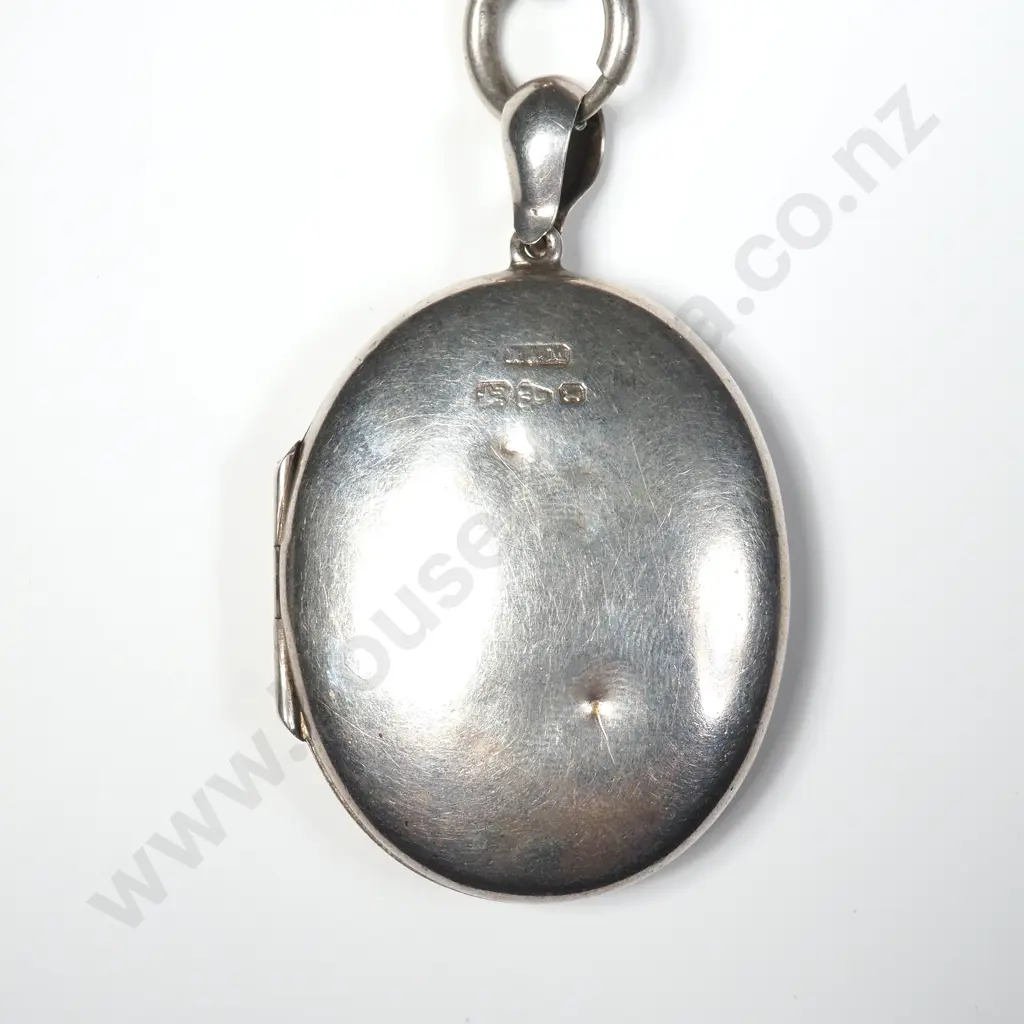 Antique Sterling Silver Engraved Locket With ‘Mayoral’ Chain, HM Chester 1880 Image 1++