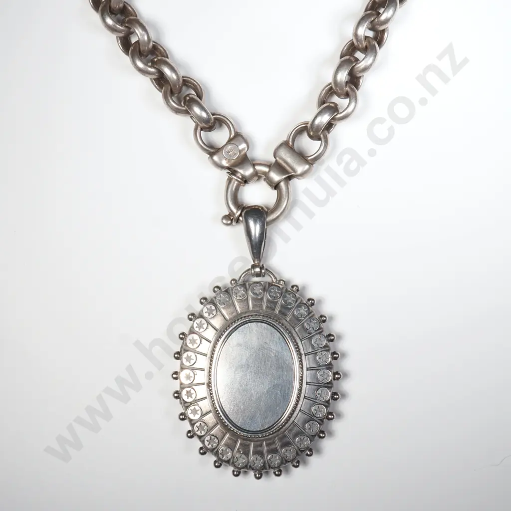 Impressive Sterling Silver Mayoral Chain & Locket Necklace Image 1++