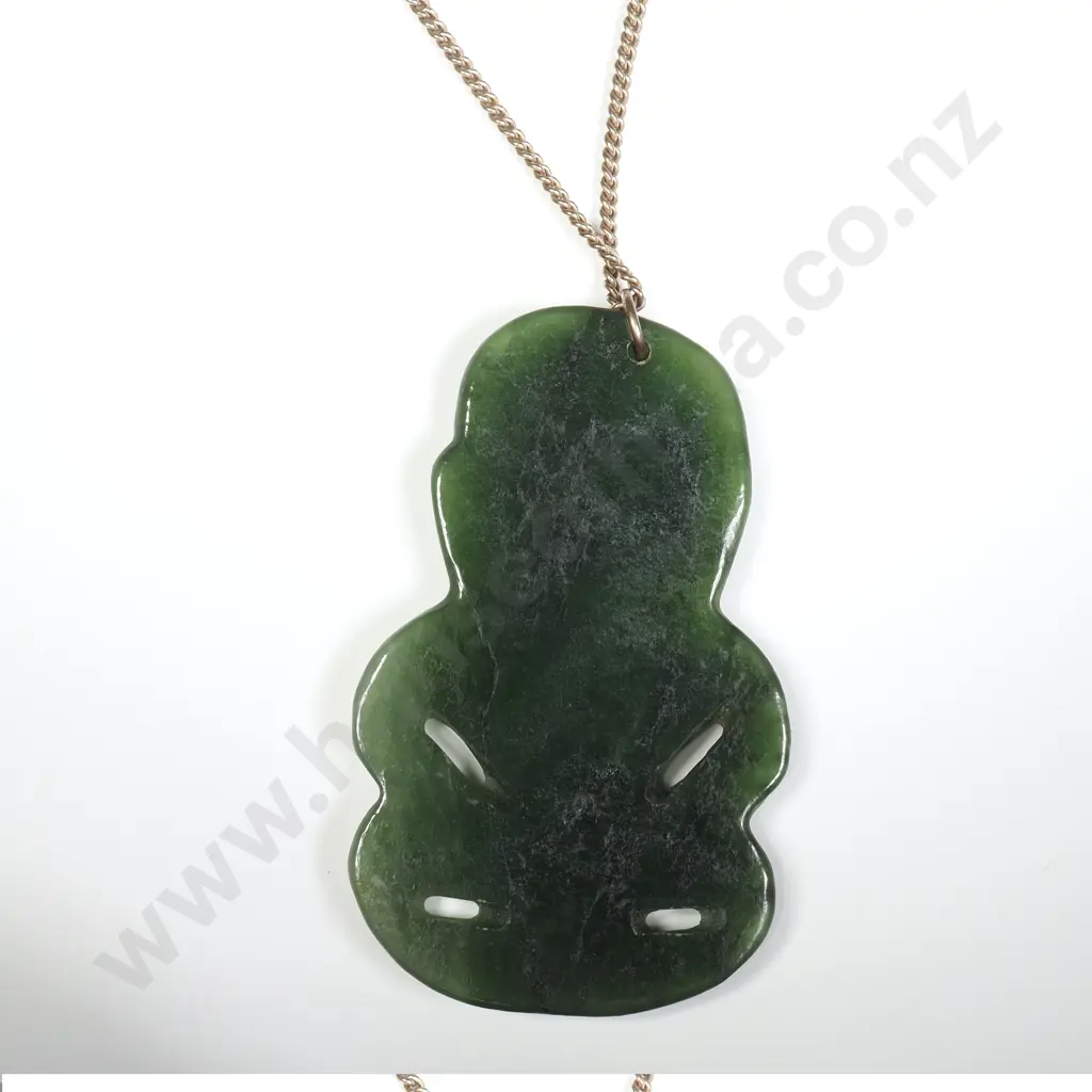 Vintage Greenstone Tiki in Original Jewellers Box w Booklet Image 1++