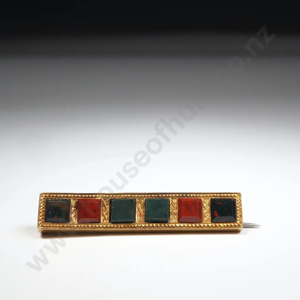 Antique 9ct Gold Scottish Brooch w Coloured Stone Insets "Scottish Pebble Jewellery" in Period Case Image 1++