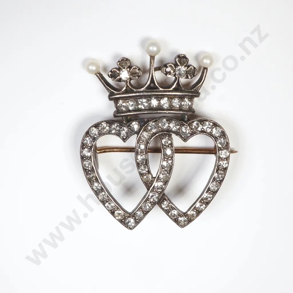 Antique Silver over Gold Gem Set Brooch Image 1++