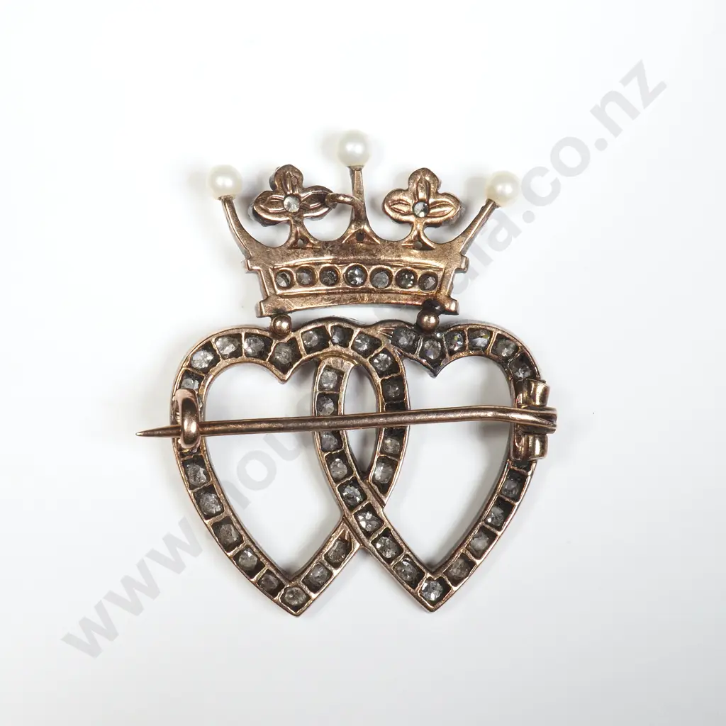 Antique Silver over Gold Gem Set Brooch Image 1++