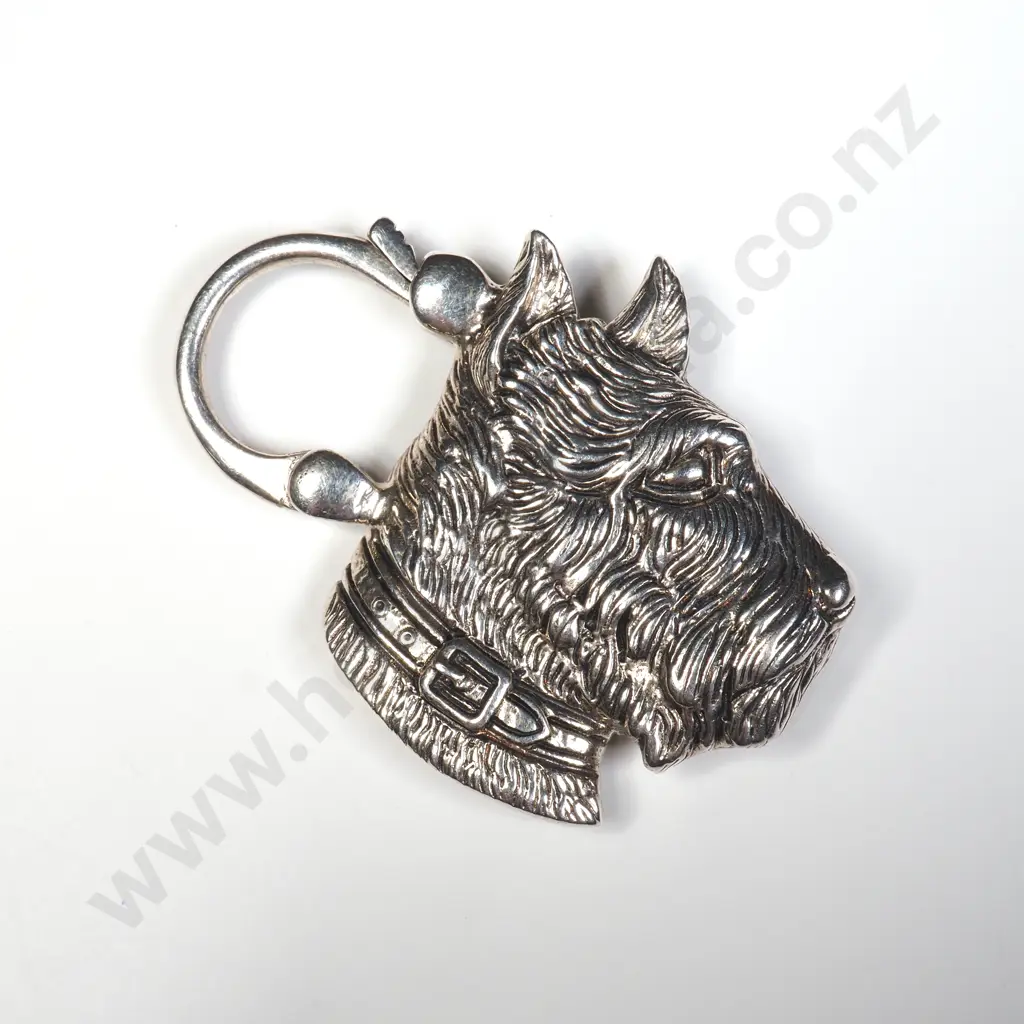 Sterling Silver Clasp in the Form of a Staffordshire Dog w Agate Stone Reverse Image 1++