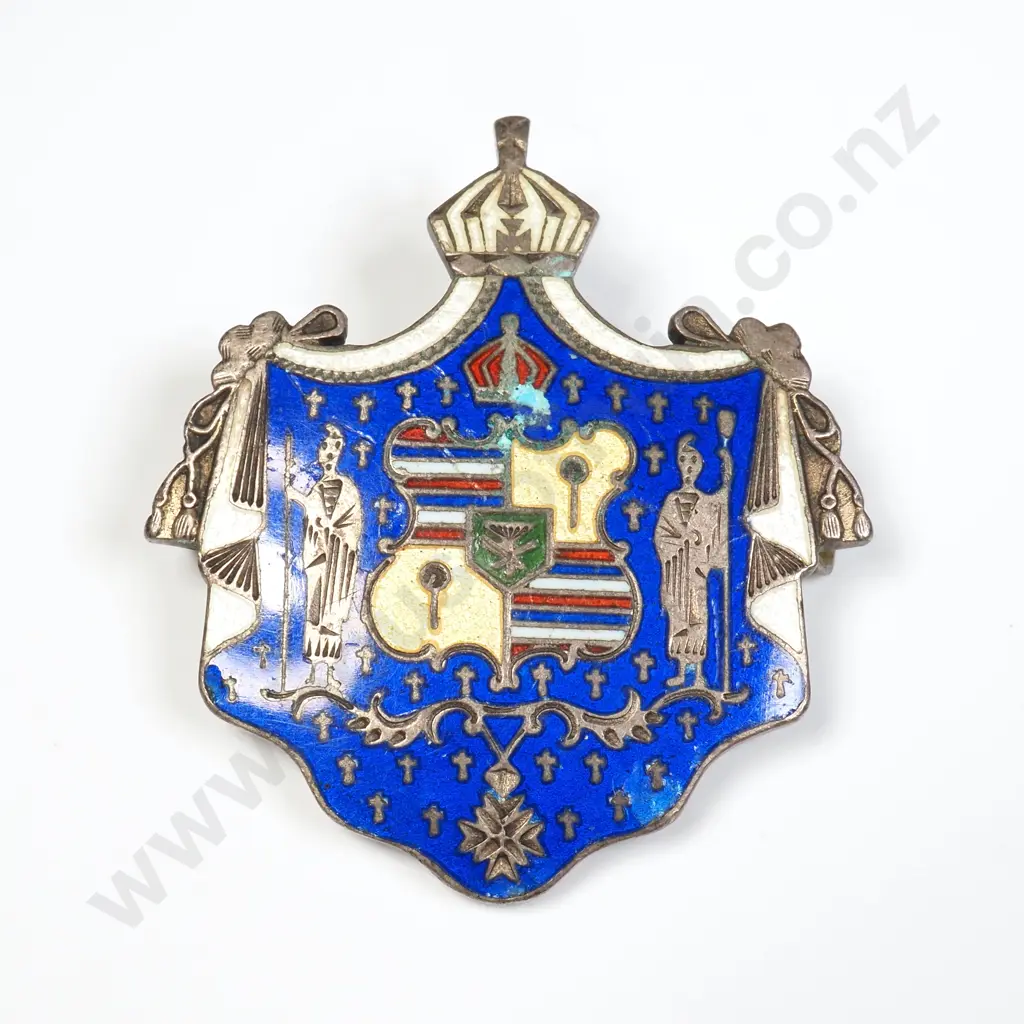 Sterling Silver Enamel Hawain Coin Conversion Brooch Image 1++
