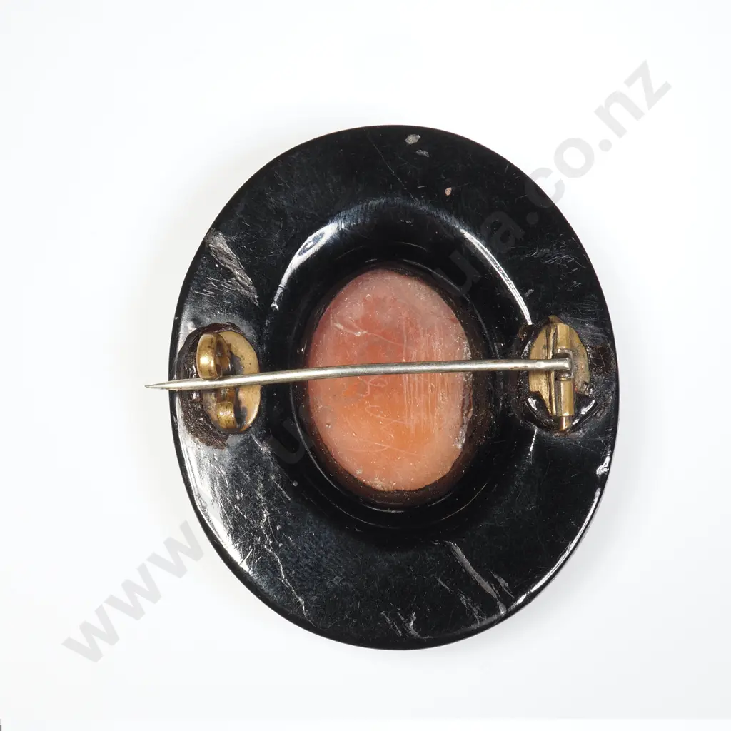Antique Cameo Brooch set in Onyx Mount Image 1++