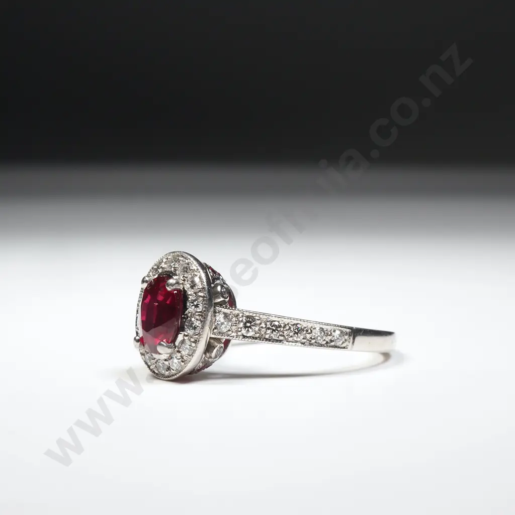 Platinum Ruby & Diamond Ring w Valuation for $11,020 Image 1++