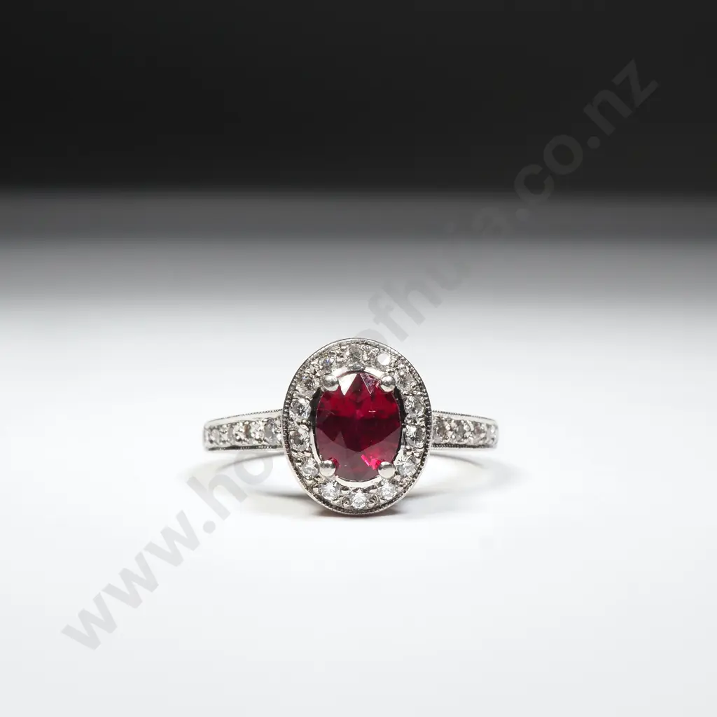 Platinum Ruby & Diamond Ring w Valuation for $11,020 Image 1++