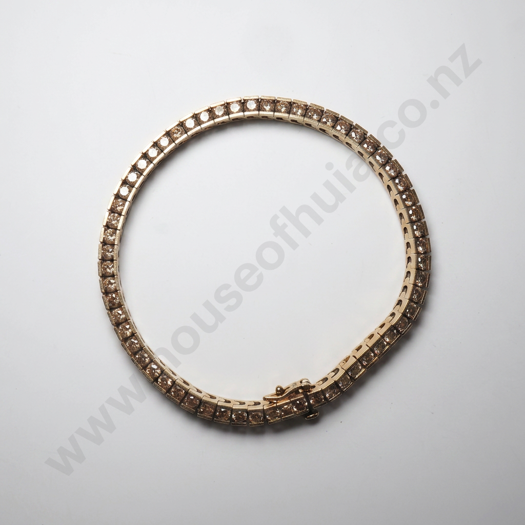 14ct Gold & Diamond Tennis Bracelet w Valuation for $14,240 Image 1++