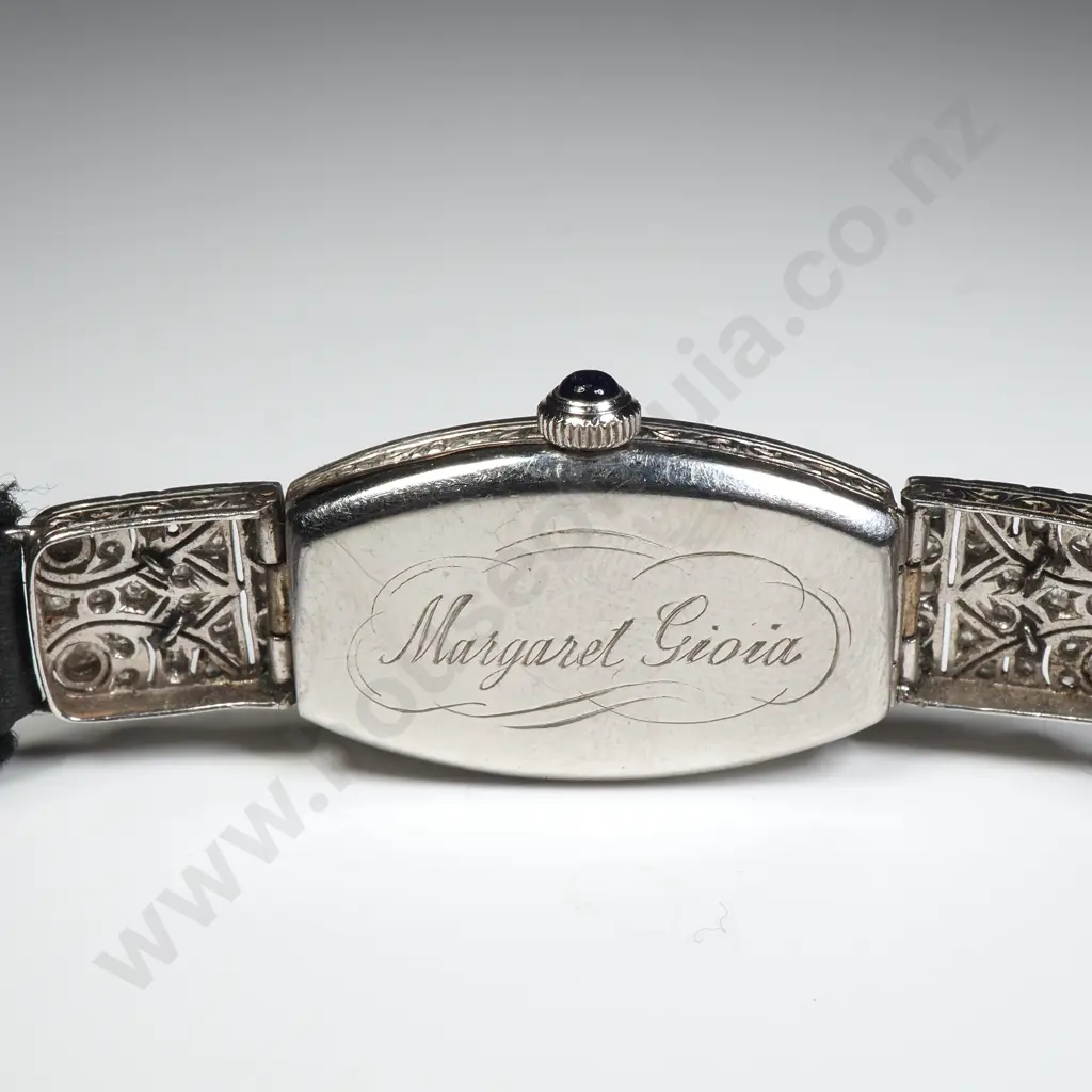 Exquisite Diamond Encrusted Platinum & Sapphire Ladies Art Deco Wristwatch Image 1++