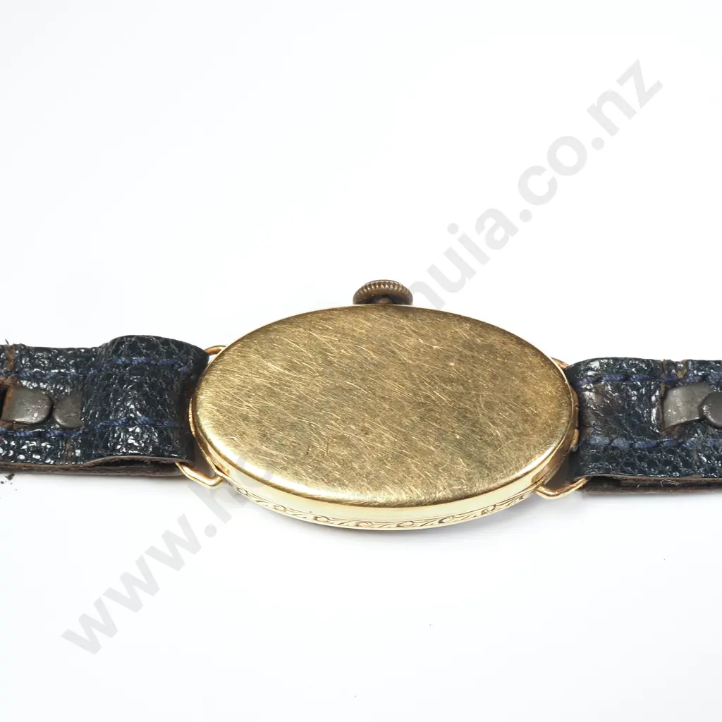 Impressive 18ct Gold Antique Wristwatch w Detailed Enamel Embellishments Image 1++