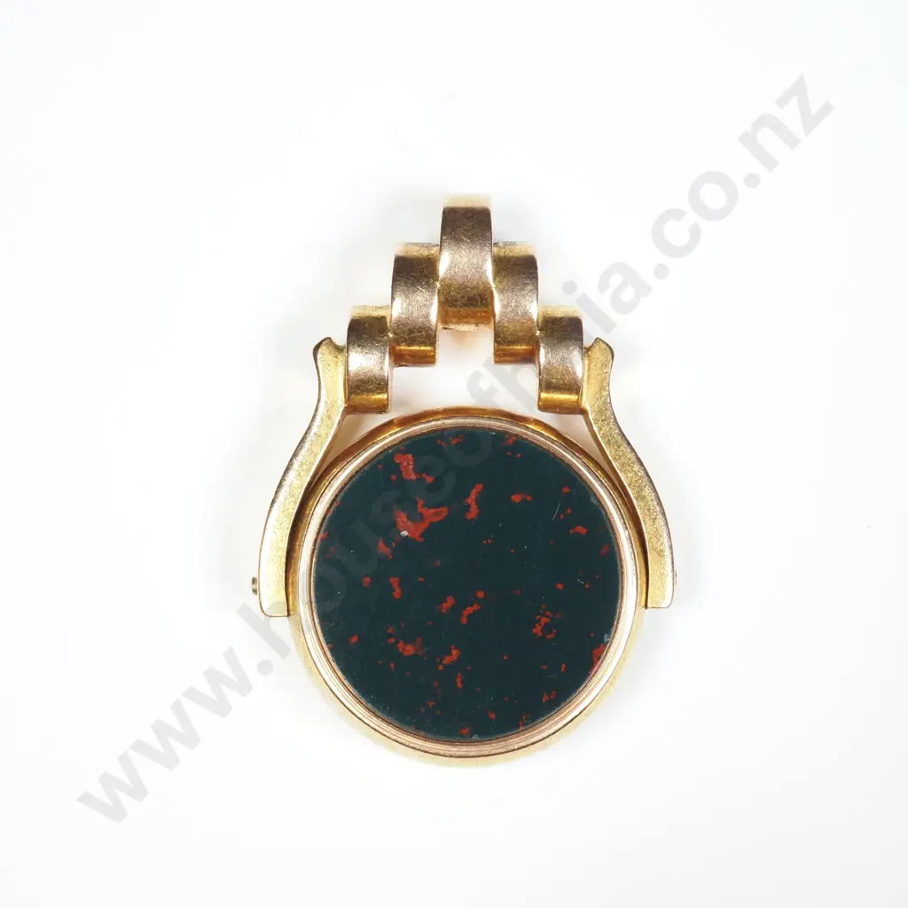 Antique 15ct Gold Bloodstone & Carnelian Spinner Pendant Image 1++