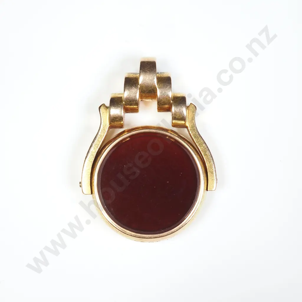 Antique 15ct Gold Bloodstone & Carnelian Spinner Pendant Image 1++