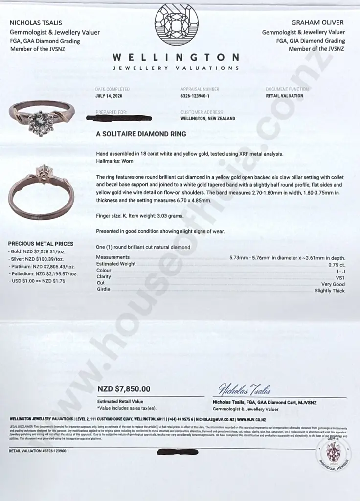 18ct Gold Modern Diamond Solitaire Ring w Valuation for $7,850 Image 1++
