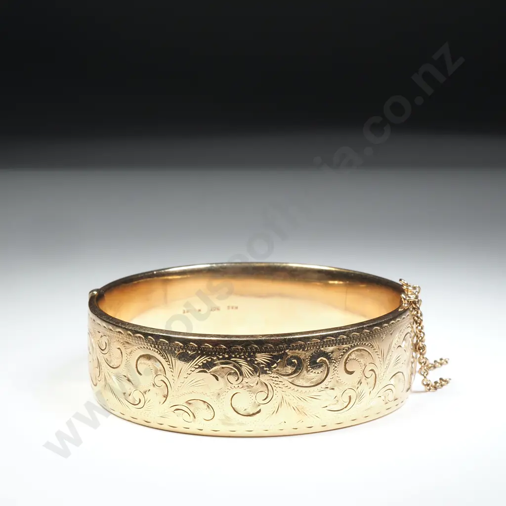 Vintage 9ct Gold Metal Core Snap Bangle Image 1++