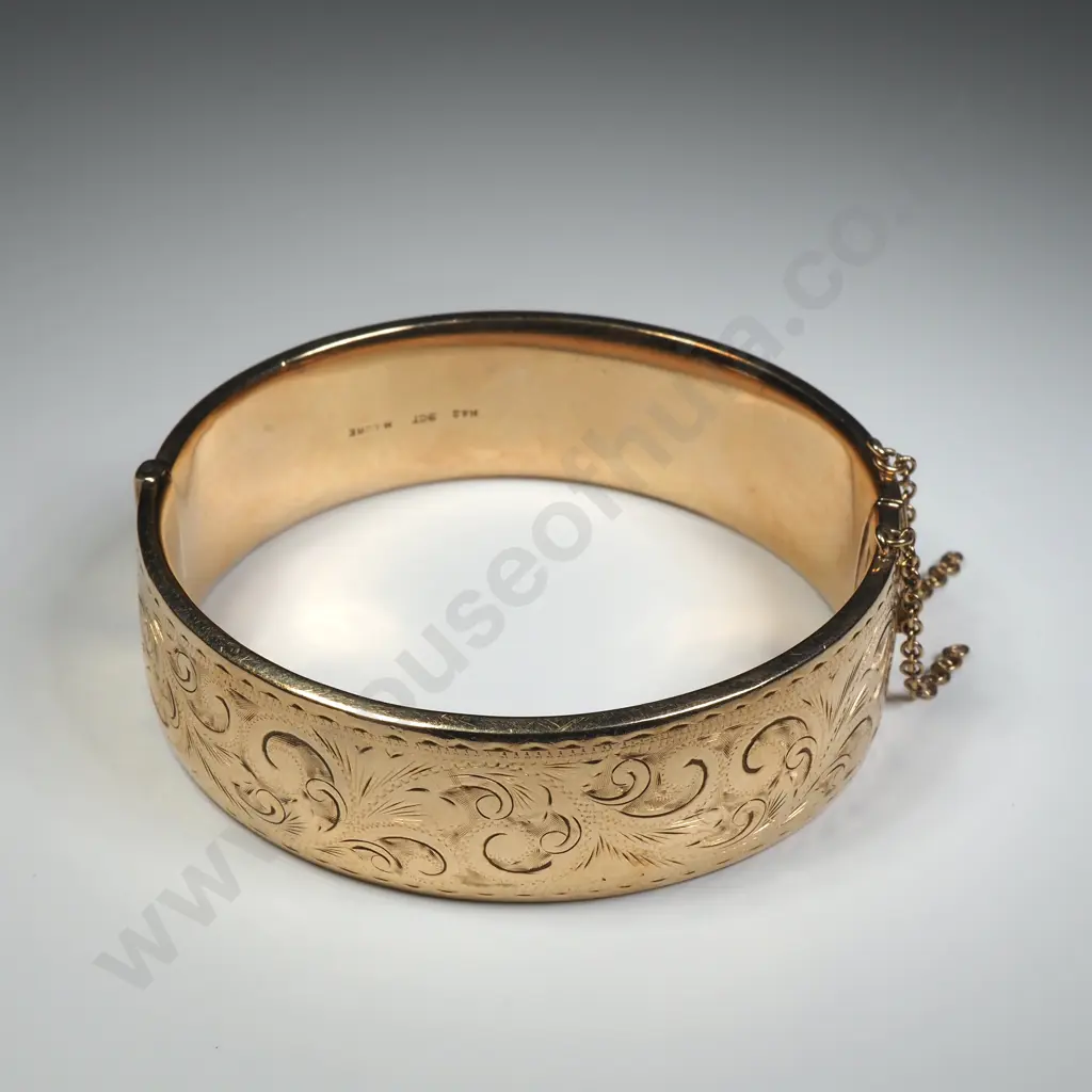 Vintage 9ct Gold Metal Core Snap Bangle Image 1++