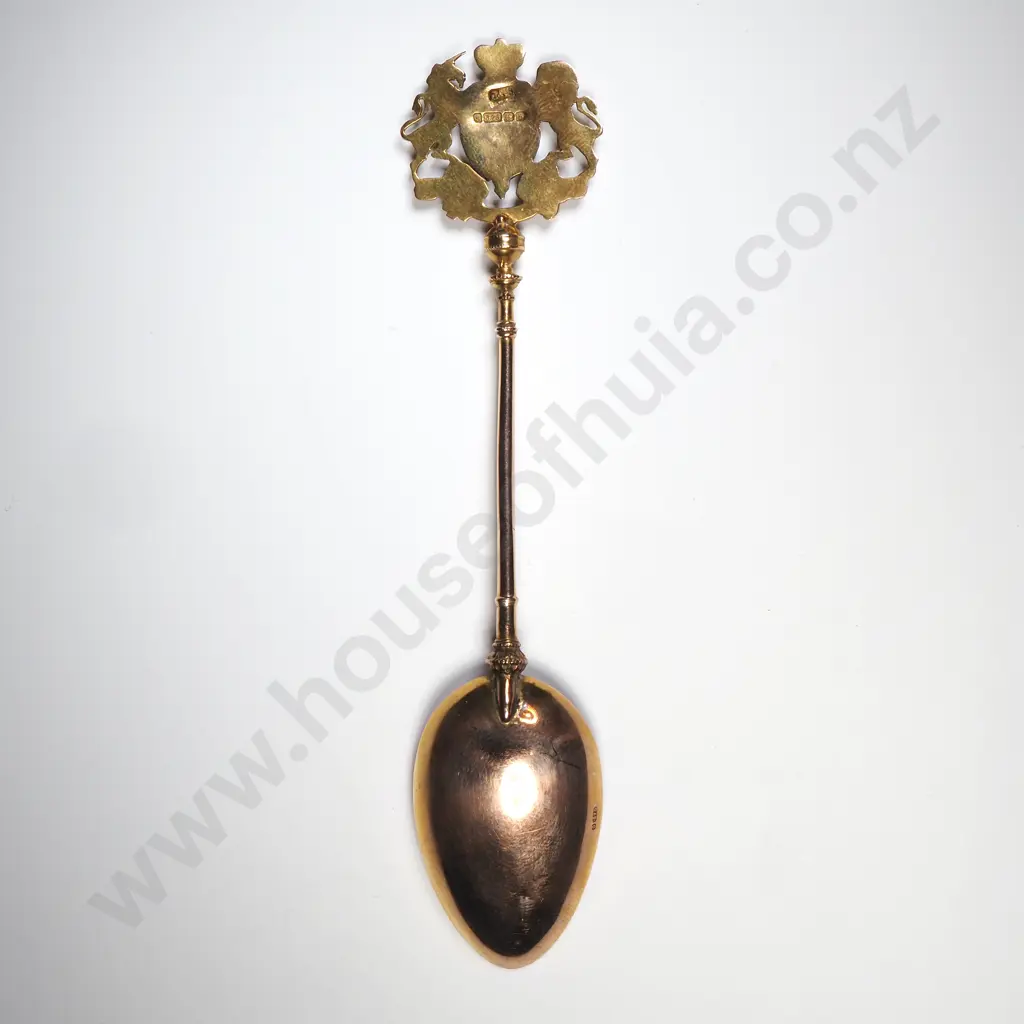 Exceptional Cased 9ct Gold 1902 Coronation Spoon w Impressive Crest on Top Image 1++