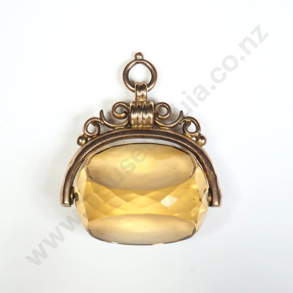 Antique 9ct Gold Citrine Fob Spinner Image 1++
