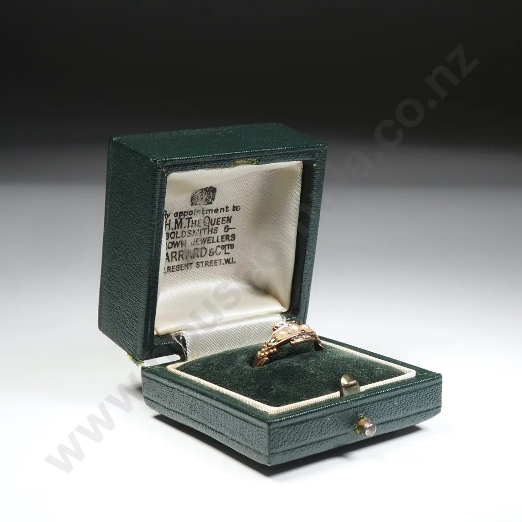 Antique 18ct Gold Emerald & Diamond Pearl Ring - Crisp Hallmarks & Like New Image 1++