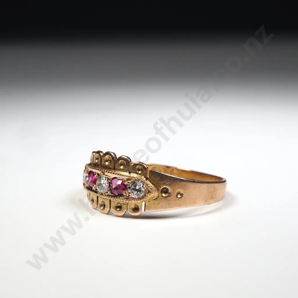 Antique 15ct Gold Ruby & Diamond Ring Image 1++