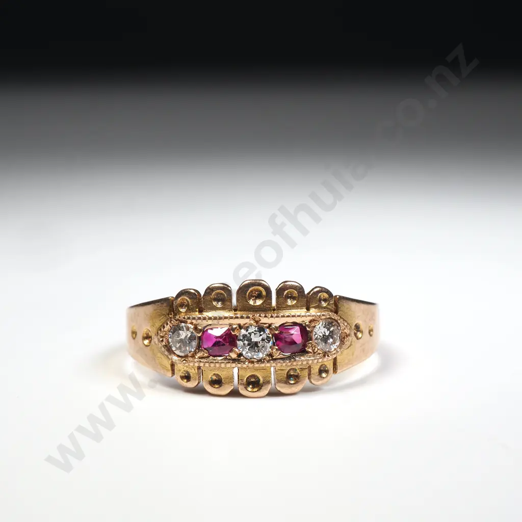 Antique 15ct Gold Ruby & Diamond Ring Image 1++