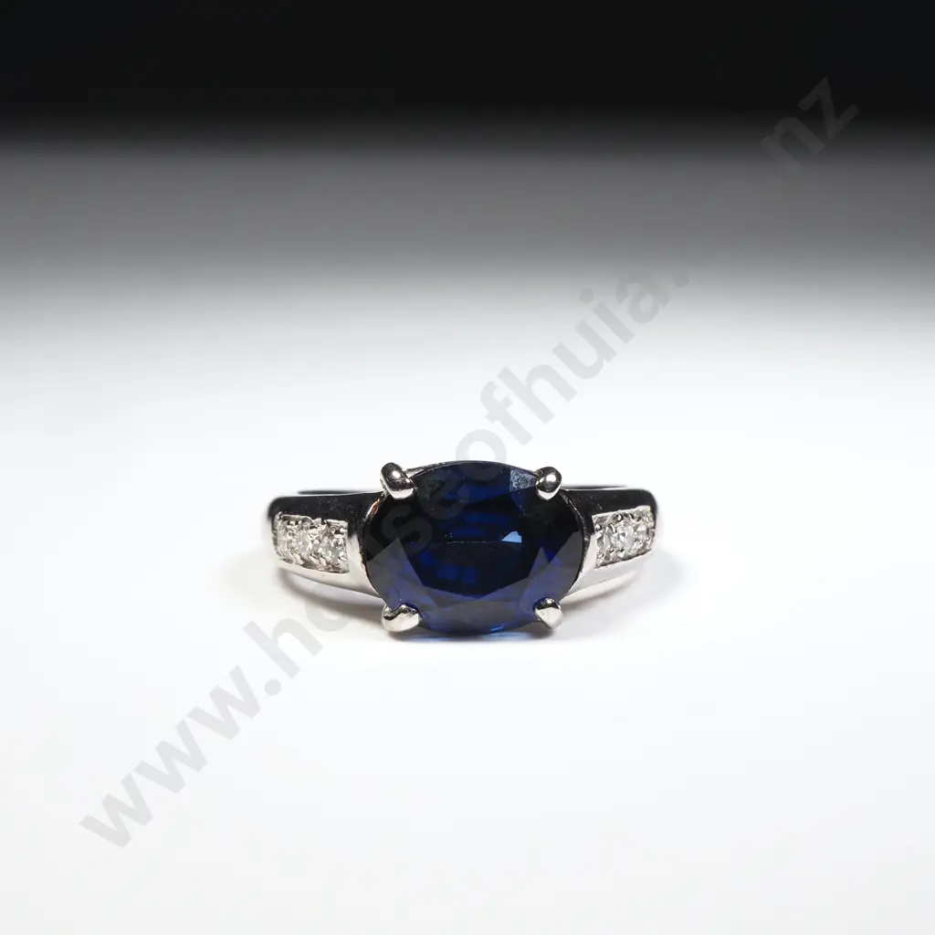 Platinum Sapphire & Diamond Ring Image 1++