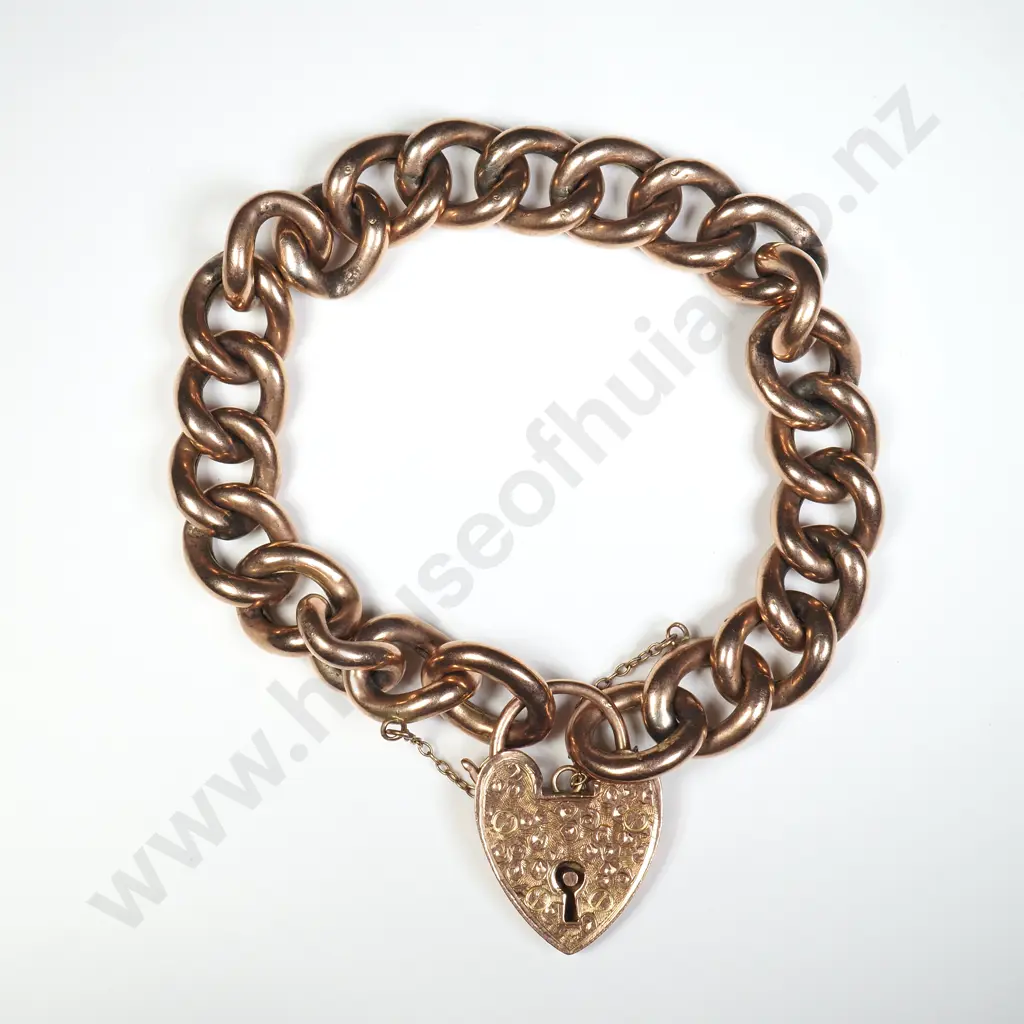 Antique 9ct Gold Heart Locket Bracelet Image 1++