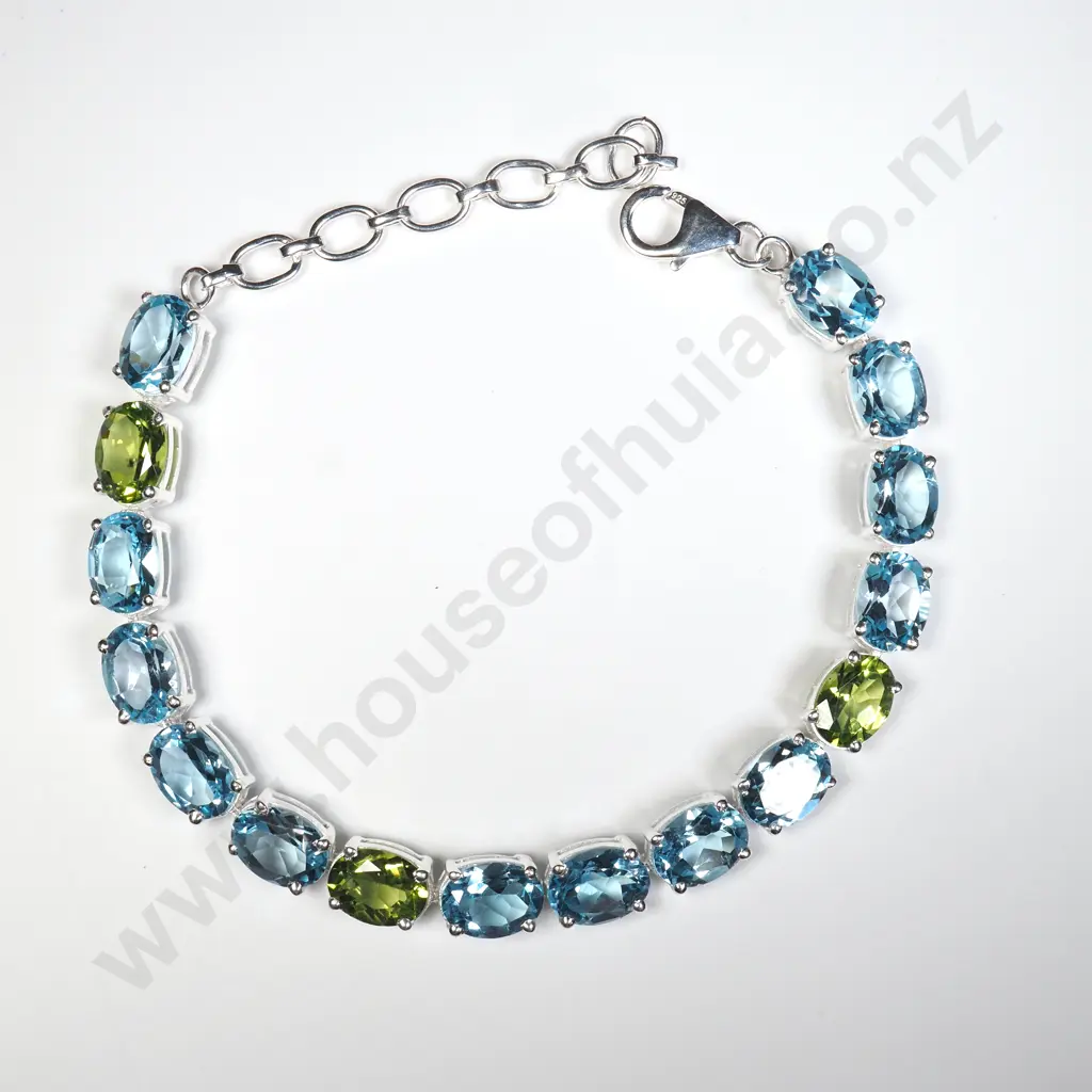 Sterling Silver Sky Blue Topaz & Peridot Bracelet Image 1++