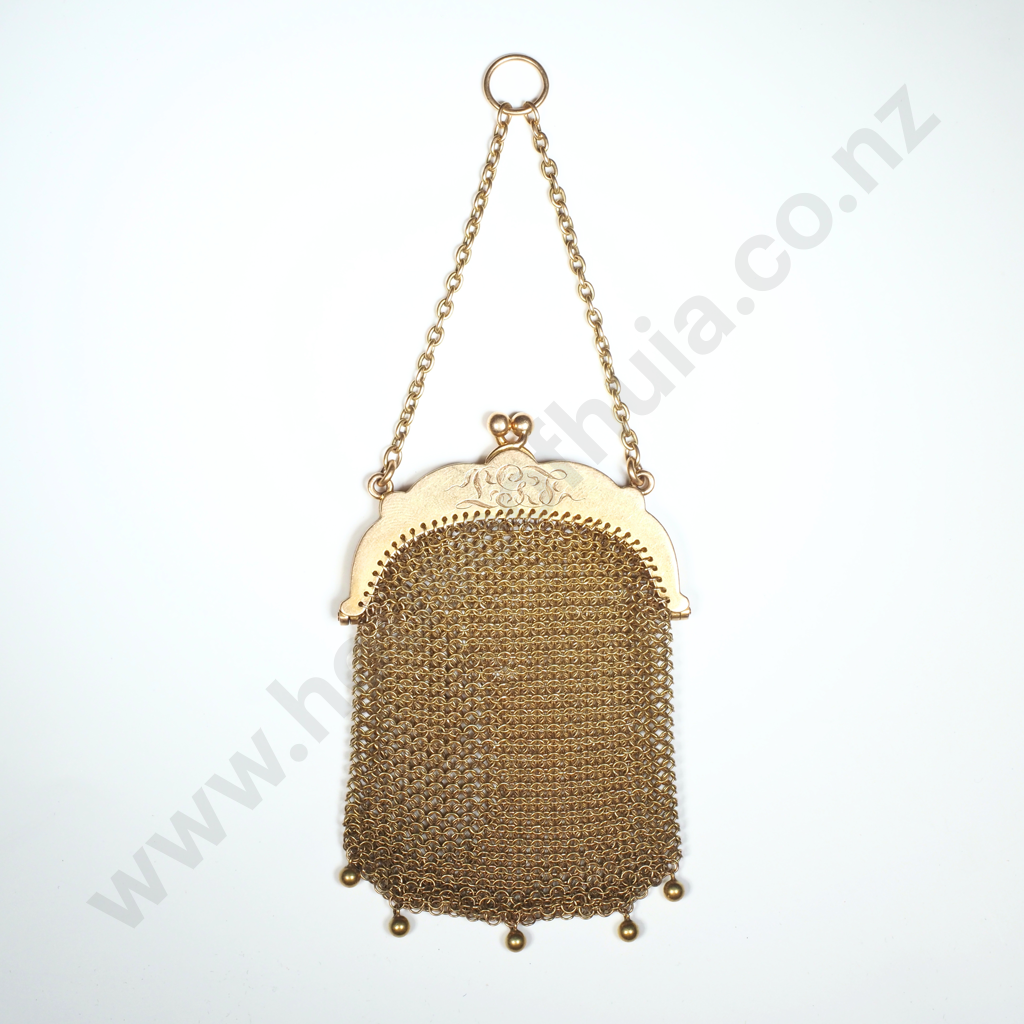 Antique 14ct Gold Mesh Coin Purse Image 1++